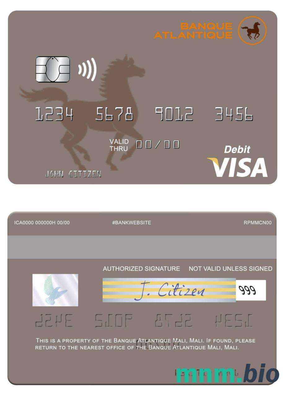 Mali Banque Atlantique Mali visa debet karta przykład w formacie PSD